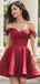 Stunning Ruched Off the shoulder Corset Top A-line  Soft Satin Short Homecoming Dress, Prom Dress, PD382248