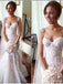 Gorgeous Sweetheart Spaghetti Strap Mermaid Long Lace Wedding Dresses,WD3091