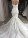 Elegant V-neck Spaghetti Strap Mermaid Long Wedding Dresses with Train,WD3092