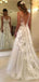 Gorgeous V-neck Lace Appliques A-line Long Wedding Dresses, WD3107