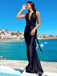 Sexy Black V-neck Backless Mermaid Long Prom Dress, Evening Dress, PD38084