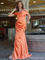 Gorgeous Orange Off the Shoulder Mermaid Long Prom Dress, PD38070