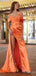 Gorgeous Orange Off the Shoulder Mermaid Long Prom Dress, PD38070