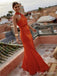 Unique Orange One Shoulder Mermaid Long Prom Dress, Evening Dress, PD38156
