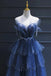 Sparkly Blue Strapless A-line Layered Tulle Prom Dress, PD3663
