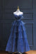 Sparkly Blue Strapless A-line Layered Tulle Prom Dress, PD3663