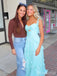 Elegant Chiffon Blue Sweetheart A-line Long Prom Dress with Ruffles, PD381774