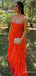 Sexy Orange Sweetheart Strapless A-line Ruffles Tiered Prom Dress, Evning Dress, PD381789