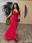 Sexy Red Sweetheart Halter Side Slit A-line Long Prom Dress, Evening Dress, PD381796