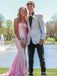 Elegant Pink Spaghetti Strap Backless Mermaid Long Prom Dress, Evening Dress, PD381809