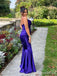 Gorgeous Purple V-neck Spaghetti Strap Mermaid Long Prom Dress, PD381824