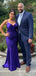 Gorgeous Purple V-neck Spaghetti Strap Mermaid Long Prom Dress, PD381824