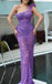 Sexy Purple One Shoulder Sleeveless Mermaid Floor Length Prom Dress, PD3672