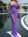 Sexy Purple One Shoulder Sleeveless Mermaid Floor Length Prom Dress, PD3672