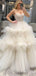 Gorgeous White Sweetheart Spaghetti Strap A-line Long Tutu Wedding Gown, WD3111