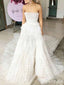 Elegant White Strapless A-line Long Layered Tulle Wedding Dresses,WD3112