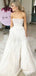 Elegant White Strapless A-line Long Layered Tulle Wedding Dresses,WD3112