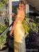 Elegant Yellow Off the Shoulder Backless Mermaid Long Prom Dress, Evening Gown, PD381873