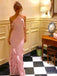 Unique Pink Halter Ruffles Mermaid Long Prom Dress, Evening Dress, PD381888