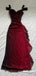 Elegant Burgundy V-neck Straps A-line Long Tulle Prom Dress, PD381948