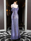 Elegant Purple Spaghetti Strap Off-the-Shoulder Long Mermaid Prom Dress with Slit, PD381960