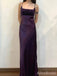Elegant Purple Square Spaghetti Strap Fit and Flare Long Prom Dress, Evening Dress, PD381961