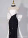 Stunning Black& White Color Blocking Strapless Long Ball Gown with Striking Bow, PD381969