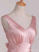 Elegant Pink V-neck Long Prom Dress with Bow Detailing, Evening Dress, PD381971