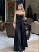 Gorgeous Satin Black Spaghetti Strap Hollow Out Lace Up Backless A-line Long Prom Dress,PD381985