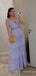 Elegant Purple V-neck Spaghetti Strap A-line Long Layered Tulle Prom Dress,PD381990