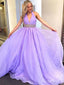 Gorgeous Purple V-neck Halter A-line Long Prom Dress, Evening Gown, PD382011