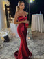 Sexy V-neck Burgundy Strapless Long Mermaid Prom Dress, PD382026