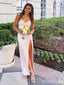 Elegant Pink Strapless Pleated Side Slit Mermaid Long Prom Dress, PD382054