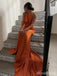 Elegant Burnt Orange Halter Backless Mermaid Long Prom Dress, Evening Dress, PD382134