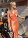 Elegant Orange V-neck Long Mermaid Prom Dress, Evening Dress, PD382173