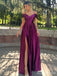 Gorgeous Purple V-neck Off-Shoulder A-line Long Prom Dress with Side Slit, Evening Dress,PD382212