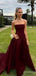 Simple Burgundy Strapless A-line Long Prom Dress,Evening Dress,PD382232