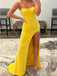 Elegant Yellow Sweetheart Strapless Beadings Side Slit Mermaid Long Prom Dress,Evening Dress,PD382230
