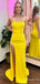 Elegant Yellow Sweetheart Strapless Beadings Side Slit Mermaid Long Prom Dress,Evening Dress,PD382230
