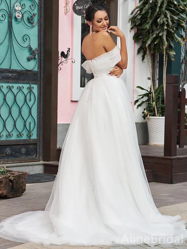 Elegant Off theShoulder Strapless A-line Long Wedding Dresses, WD3082