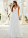 Elegant V-neck Spaghetti Strap A-line Long Wedding Dresses, WD3083