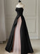 Elegant Black Strapless A-line Floor Length Prom Dress with Pink Tulle, PD3662