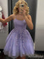 Elegant Purple Lace Appliques A-line Short Mini Homecoming Dress, HD32624