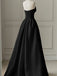 Elegant Black Strapless A-line Floor Length Prom Dress with Pink Tulle, PD3662