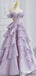 Elegant Purple Strapless A-line Long Layered Tulle Prom Dress, Evening Dress, PD37764
