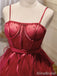 Gorgeous Red Spaghetti Strap Corset A-line Short Tiered Ruffles Homecoming Dress, HD32717