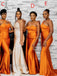 Burnt Orange Mermaid Long Bridesmaid Dress, PD3158