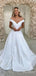 Romantic V-neck Off-Shoulder A-line Long Wedding Dresses, WD3085