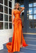 Sexy Orange Strapless Sleeveless Side Slit Mermaid Floor Length Prom Dress, PD3645