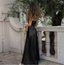 Gorgeous Satin Black Spaghetti Strap Hollow Out Lace Up Backless A-line Long Prom Dress,PD381985